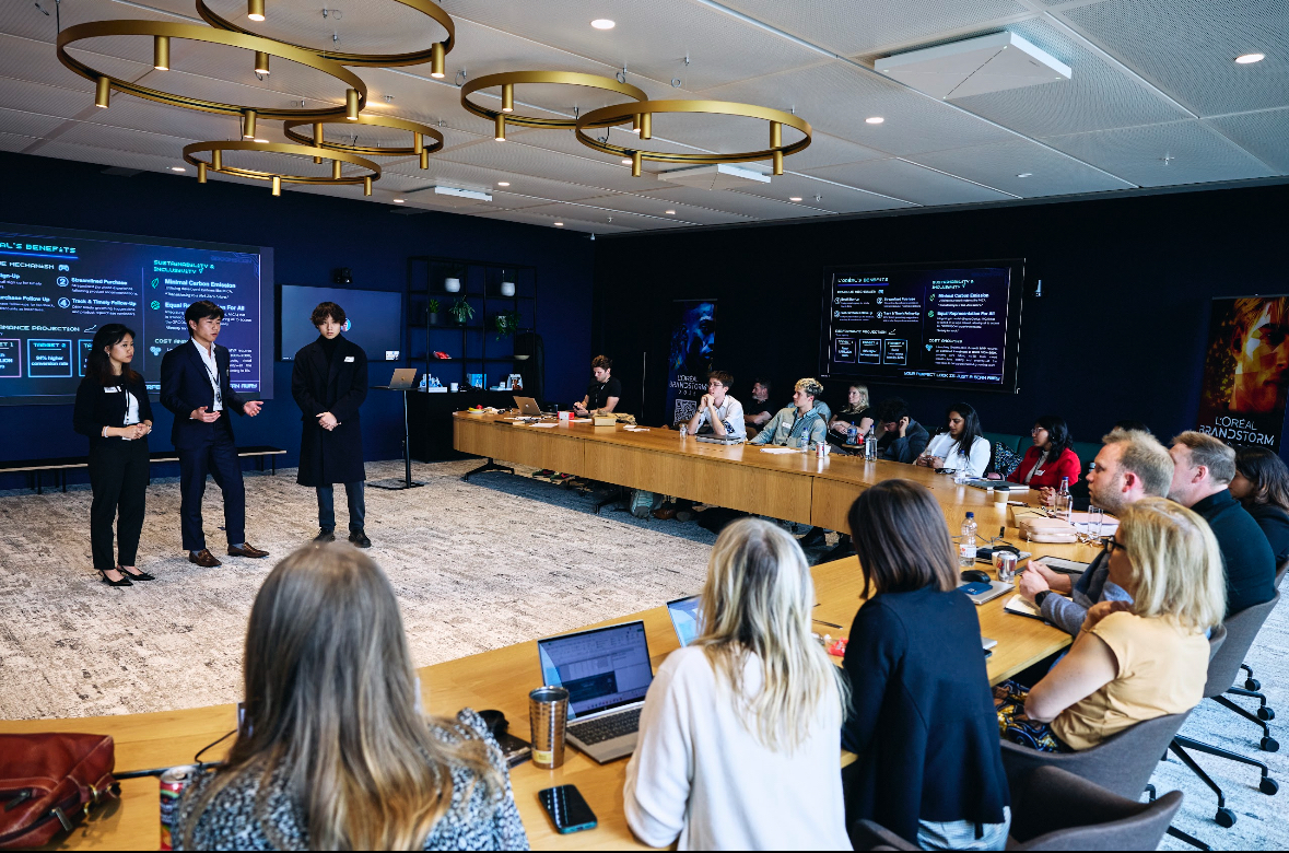 Presenting to the judging panel at L’Oréal Brandstorm 2025.
